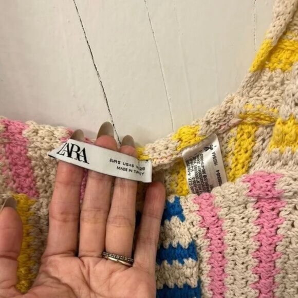 Multicolor Striped Crochet Crop Top - Picture 3 of 3